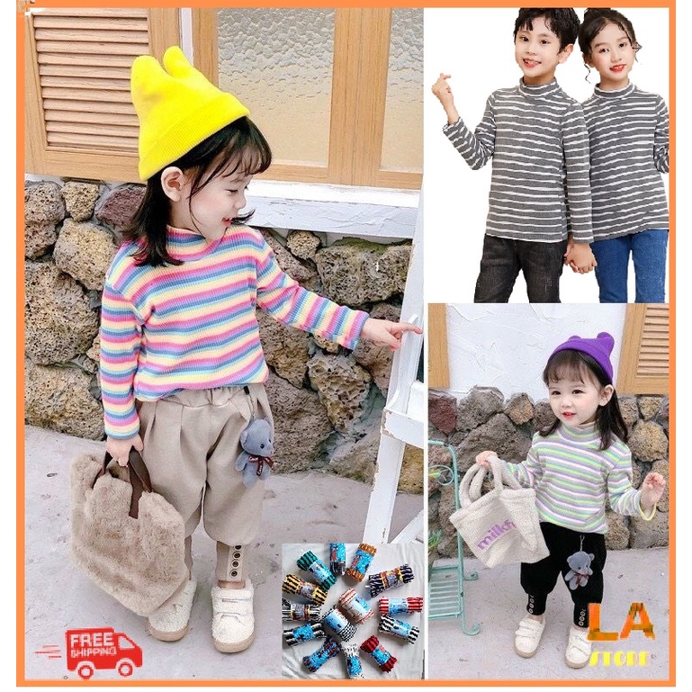 Áo giữ nhiệt len gân kẻ ngang cho bé full 3 size từ 7- 30kg giữ ấm cơ thể