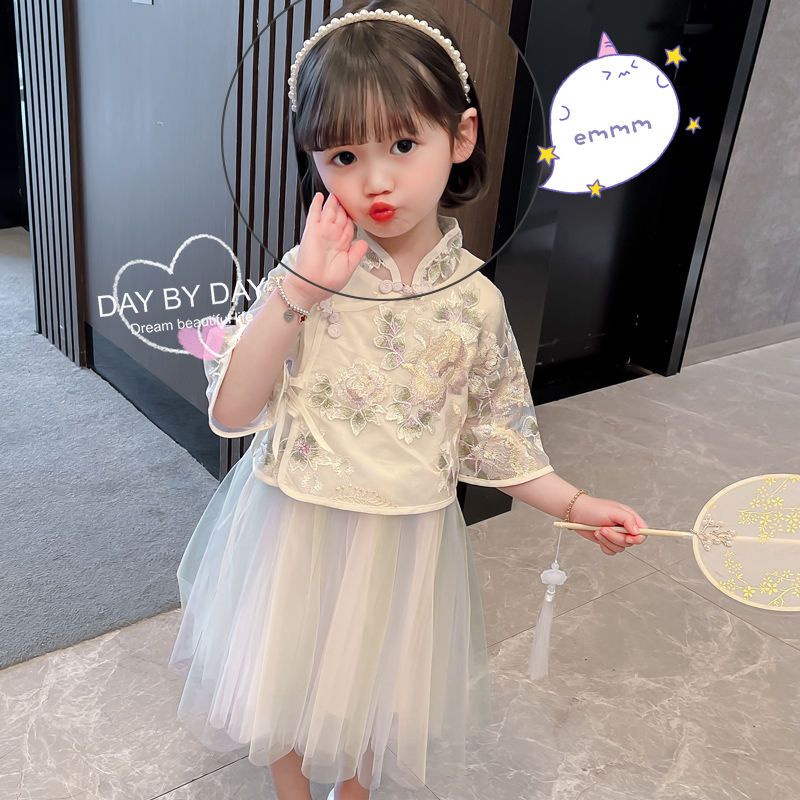 Đầm Sườn Xám Phong Cách Trung Hoa Mới 2022 Cho Bé Gái Kích Thước 90-130