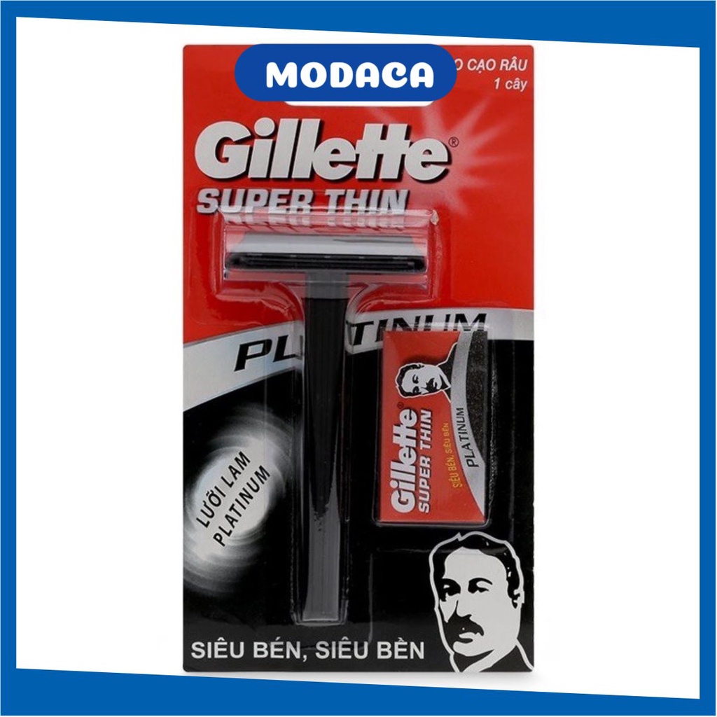 Bàn cạo Dao cạo râu cán đen GILLETTE SUPER THIN Tặng kèm dao cạo MODACA ...