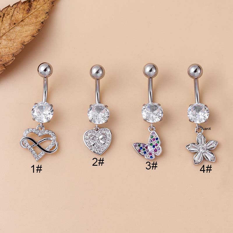 1 Khuyên RốN HìNh Tim / BướM / Hoa BằNg ThéP Không Gỉ 14Gauge