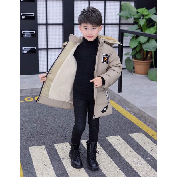 Áo phao dáng dài bé trai 2024