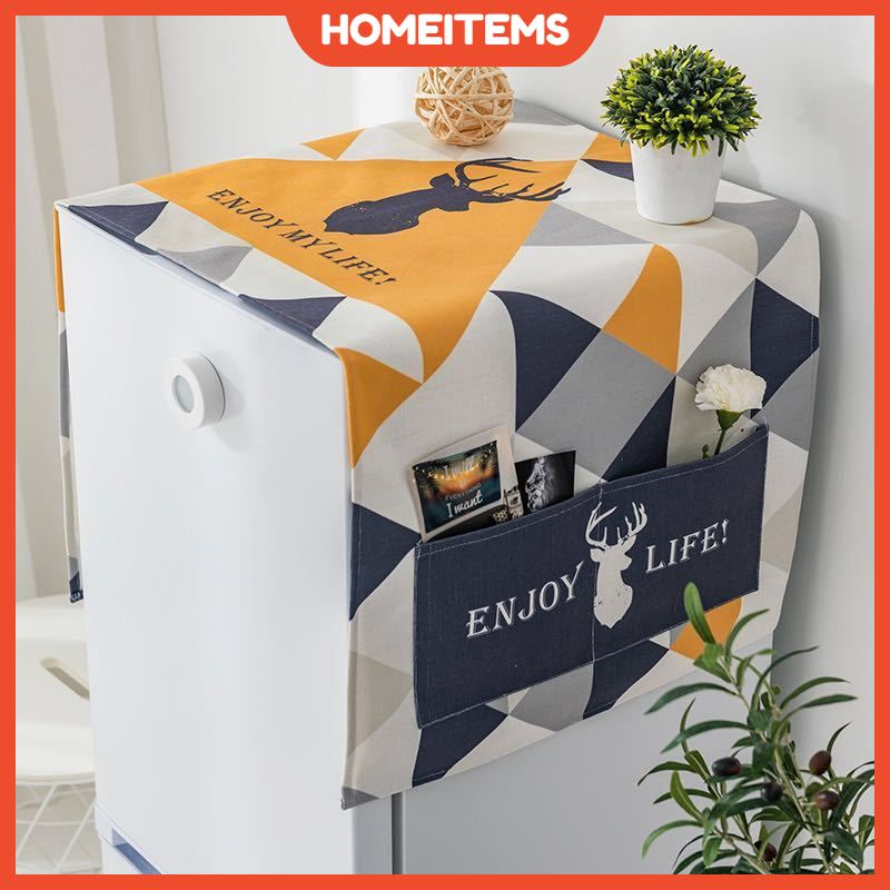 tấm phủ máy giặt / tủ lạnh bằng cotton lanh chống bụi / thấm nước / dầu tiện dụng ốp