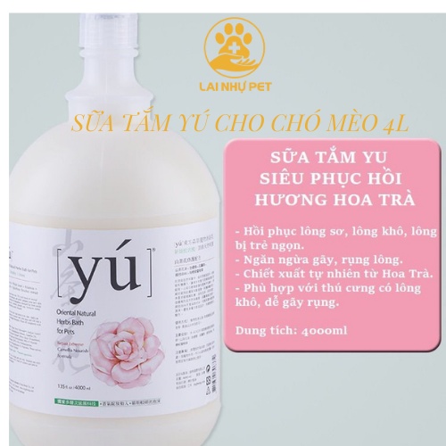 Sữa tắm YU hoa trà 4L YÊU THÚ CƯNG