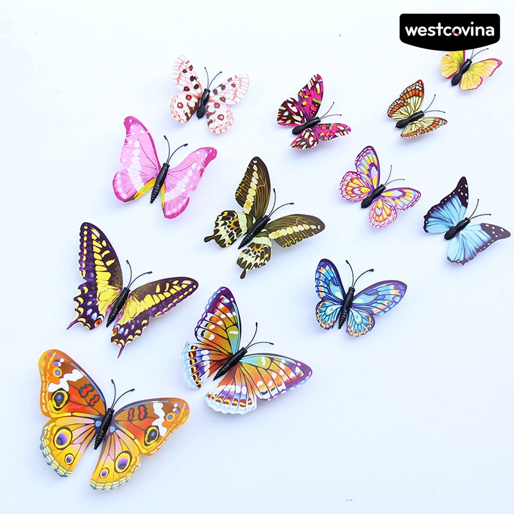 [WEST]⚘12 Miếng Dán Tủ Lạnh Hình Bướm 3D Phát Sáng Trong Đêm
