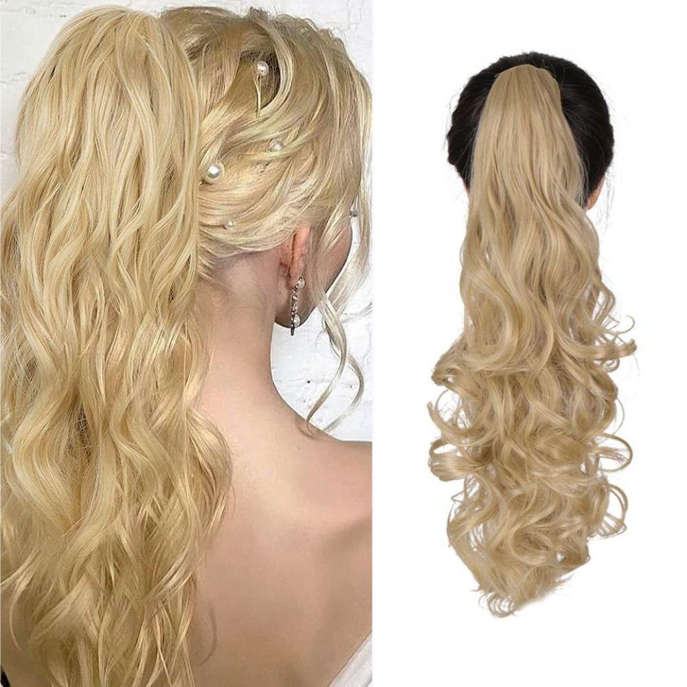 Kẹp Tóc Đuôi Ngựa Bằng Sợi Tổng Hợp Mềm Chất Lượng Cao Màu Nâu Gợn Sóng Cho Nữ