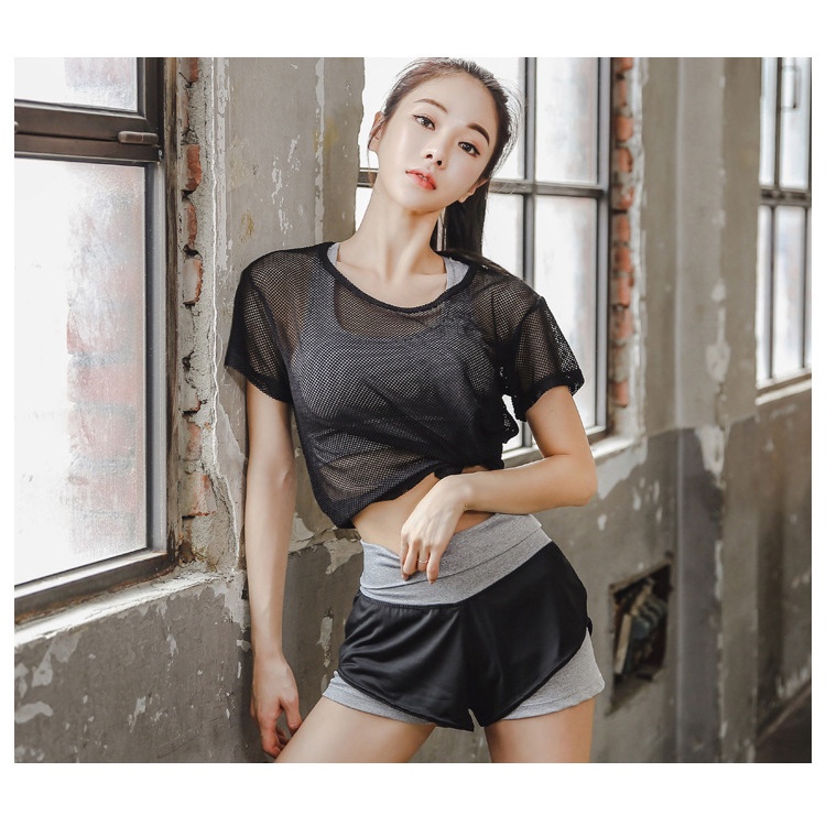 Áo Lưới Tập Gym, Tập Yoga Thể Thao SAKOMALL Tôn Dáng Cao Cấp-AOYOG04