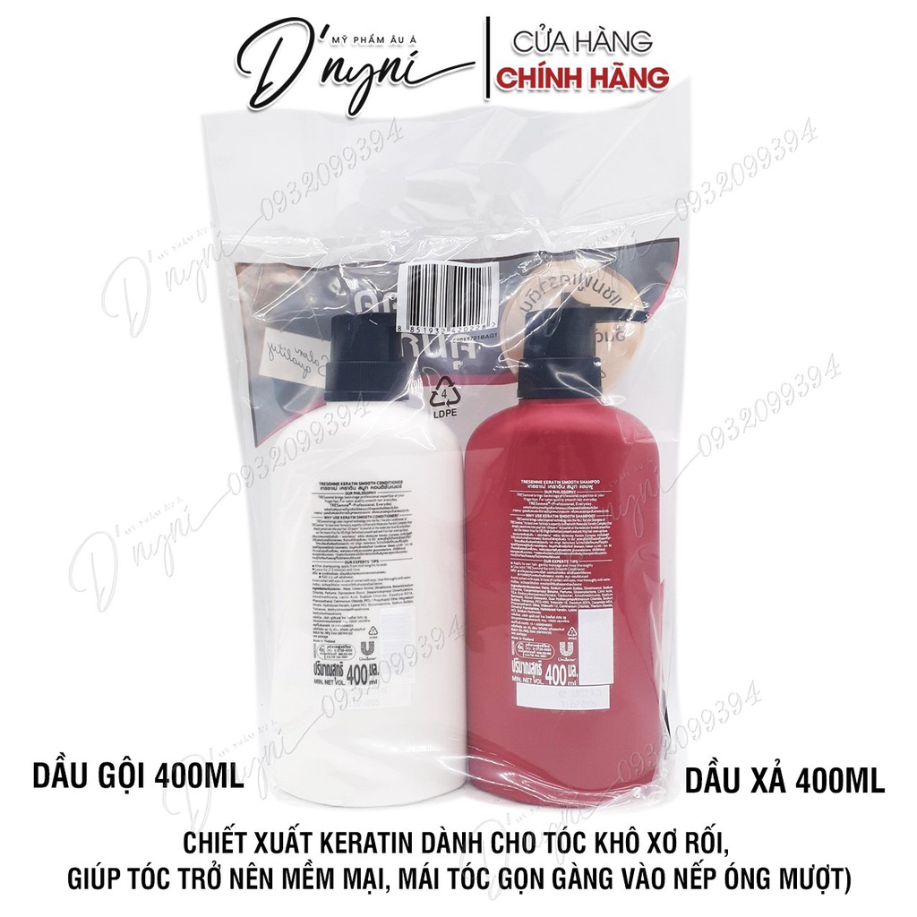 Cặp Dầu Gội Và Dầu Xả Tresemme Thái Lan 400ml x2