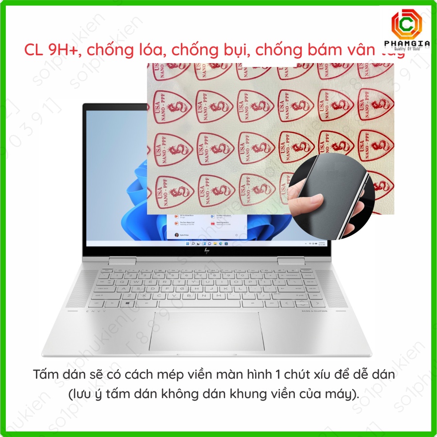 Dán cường lực màn hình HP Envy X360 2in1 13 BF0XXX/13 BF0013DX/ convertible 13m BD1XXX/ Convert 13BD0XXX nano trong suốt