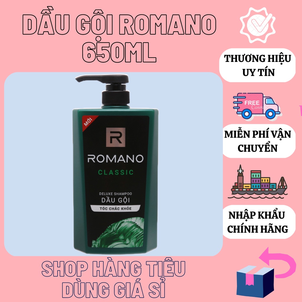 Dầu gội Romano hương nước hoa 650g Classic | Attitude | Force l Gentleman 650ml