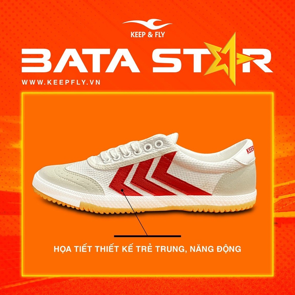 Giày Bata Vải KEEP & FLY STAR Đỏ, Phù Hợp Với Các Hoạt Động Thể Thao, Đế Cao Su Cao Cấp, Đệm Lót Giày Êm Chân