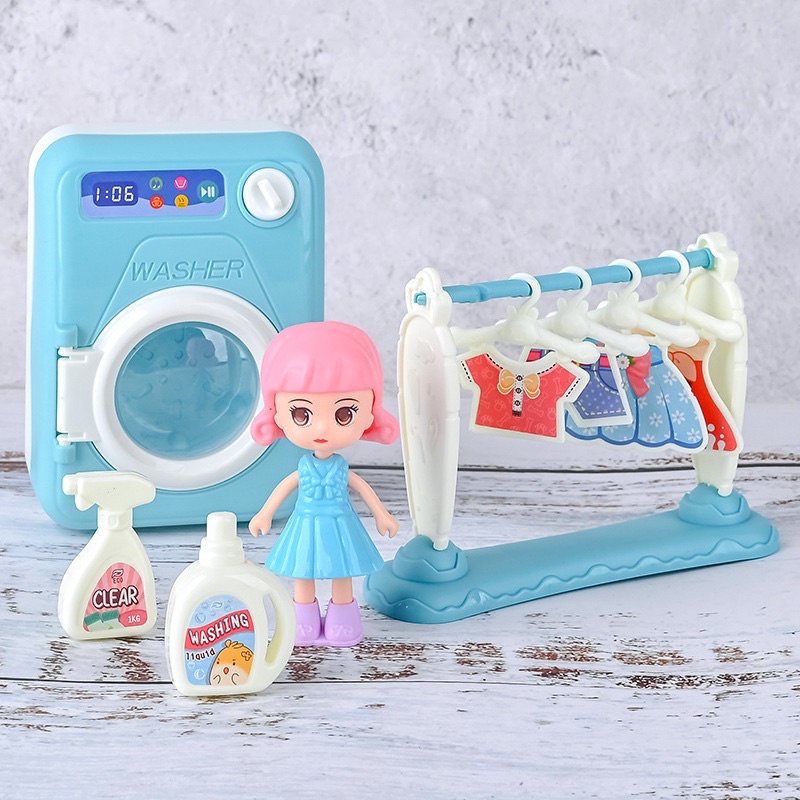 Túi đồ chơi máy giặt và phụ kiện giặt ủi kèm Búp bê, Kitty hoặc Elsa