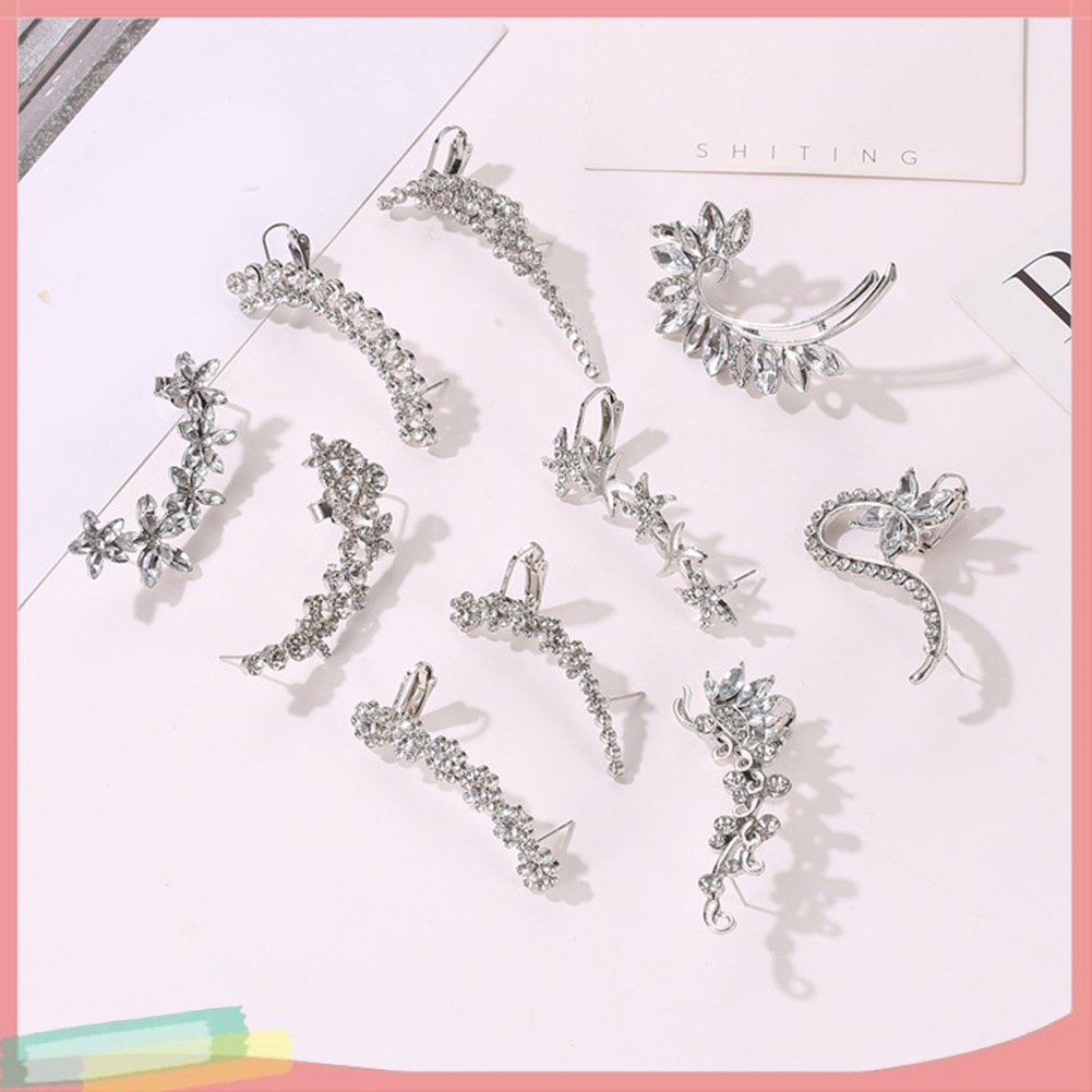 Khuyên đeo vành tai trang trí kim cương giả lấp lánh sành điệu cho nữ