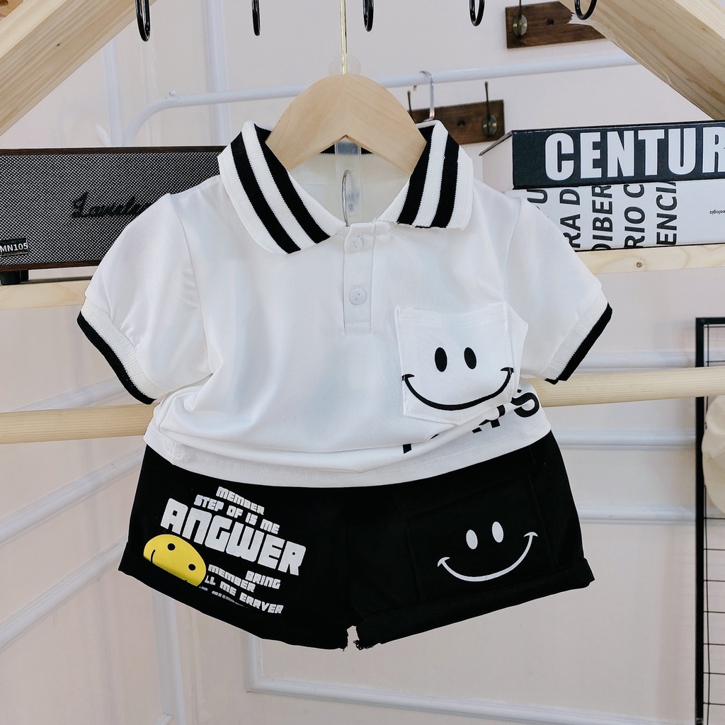 Bộ Cộc Tay Bé Trai, Bộ Đồ Thun Cotton Mặc Hè Cổ Trụ Chất Mịn Mát Cho Bé Trai Từ 8 - 25kg