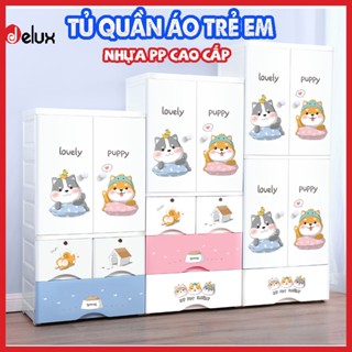 Tủ Quần Áo Cho Bé 4-5-6 Ngăn Hình Cá Heo, Bé Cún, Heo Hồng