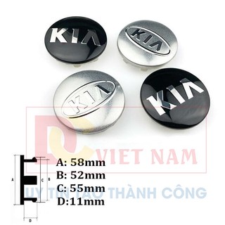 Ốp vành lazang, logo chụp mâm bánh xe ô tô Kia đường kính 58mm