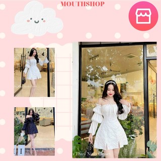 Đầm gấm siêu hót thiết kế 2 dây chéo ngực, tay dài dập ly
