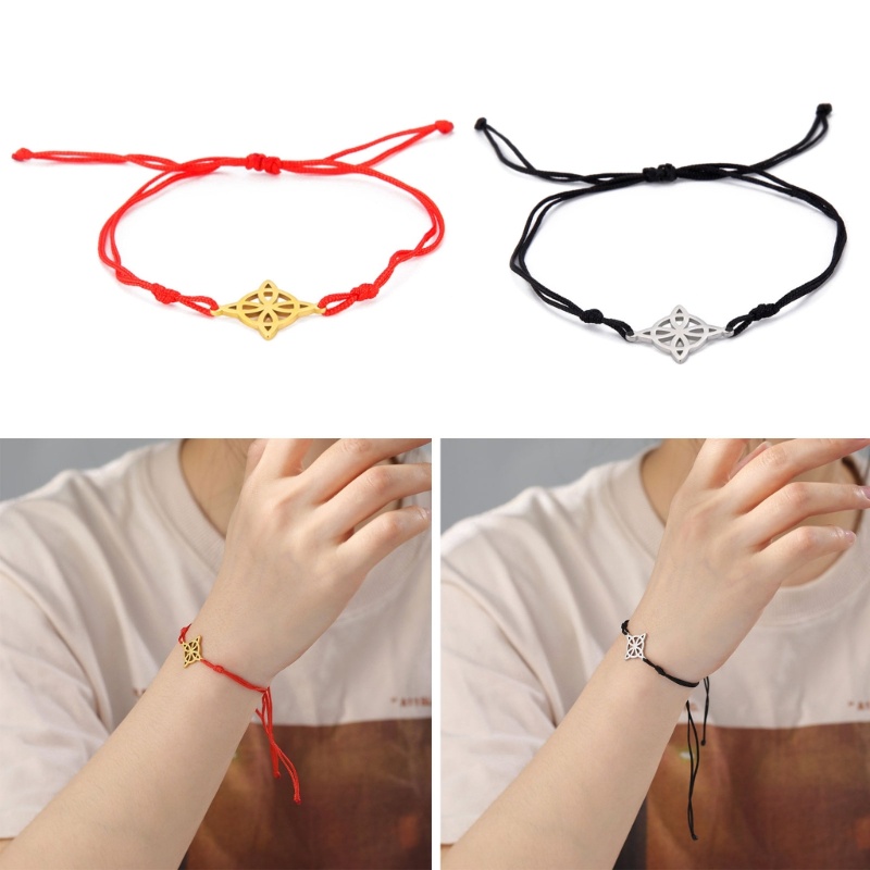 Vòng Tay Dây Xích Thắt Nút Bằng Thép Titan Hình Ngôi Sao Năm Cánh