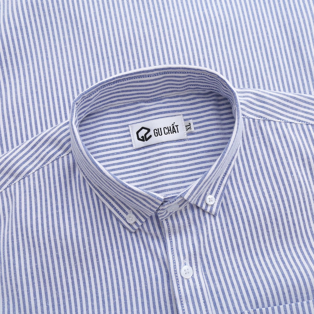 Sơ Mi Nam Công Sở Kẻ Sọc phối Túi Ngực, Form Slimfit, chất cotton dày dặn GUSM61 - GU CHẤT