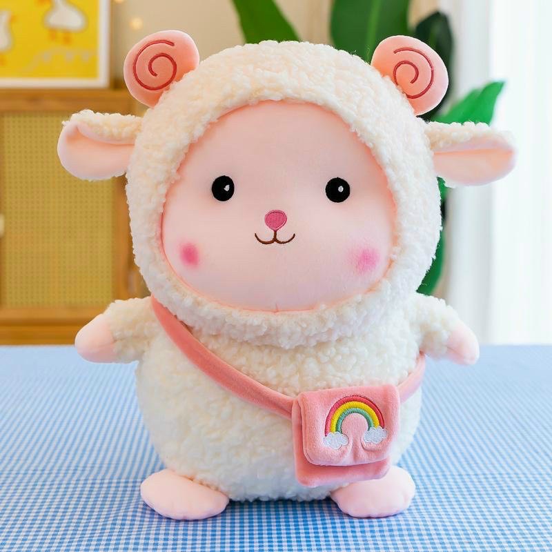 Cừu nhồi bông đeo túi cao cấp - Gấu bông cừu lông xù sẵn có  shop MH2T STORE