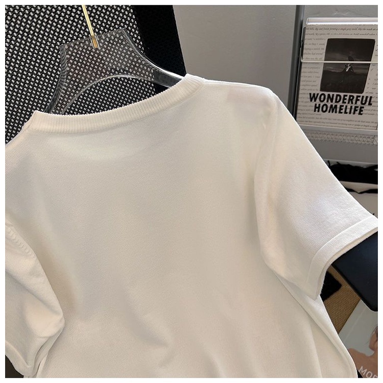 Áo thun trắng tay ngắn Trang phục  mùa hè phong cách hàn quốc rộng rãi giản dị cổ tròn nữ