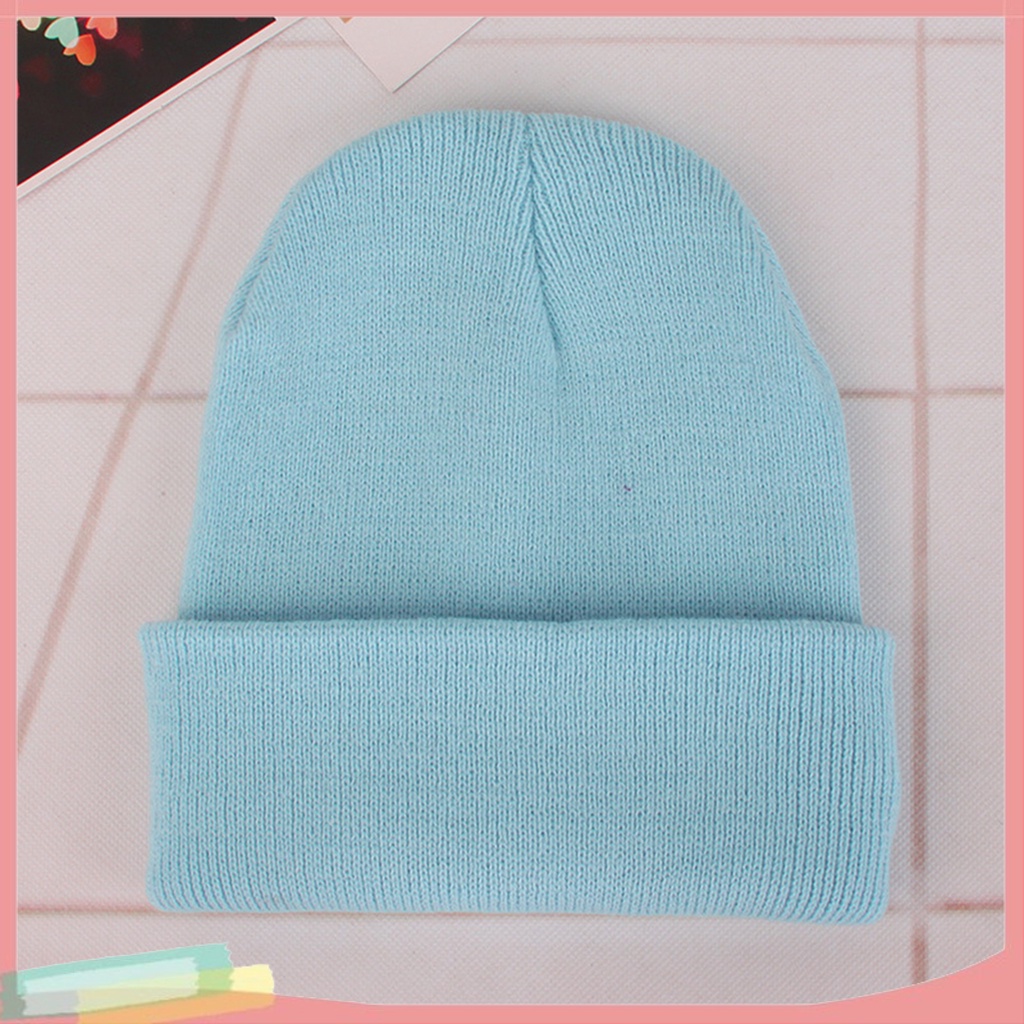 Mũ len trùm đầu dáng tròn màu trơn thời trang