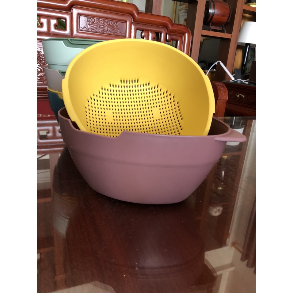 Set rổ đựng rau củ quả kèm chậu hứng nhựa siêu bền