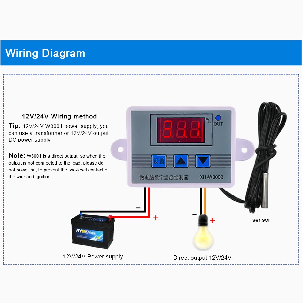 Bộ điều khiển PCBFUN nhiệt độ đèn LED XH-W3002 DC / AC NTC