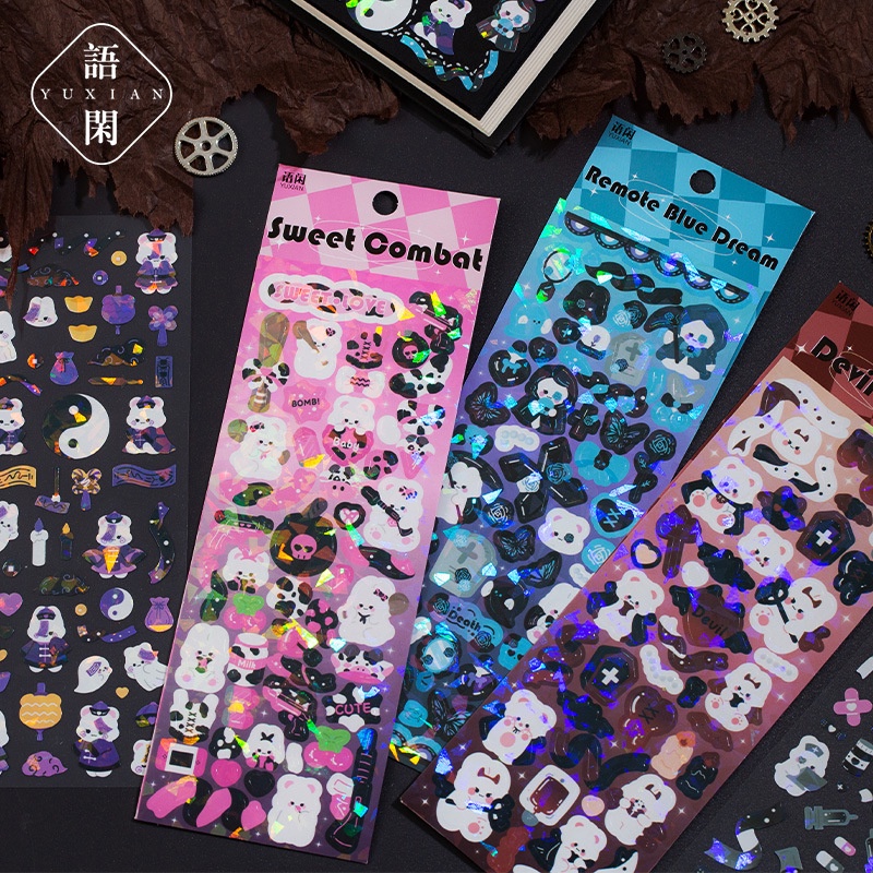 Zanmo tờ nhãn dán sticker thỏ y tá laser dễ thương decor toploader