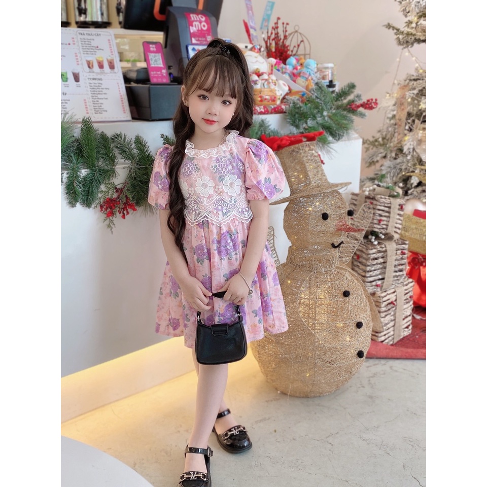 Váy cho bé gái Mykids Váy Thiết Kế Hoa Ren Viền Đầm Công Chúa  siêu xinh cho trẻ em từ 0.1.2.3.4.5.6.7.8.9.10 tuổi