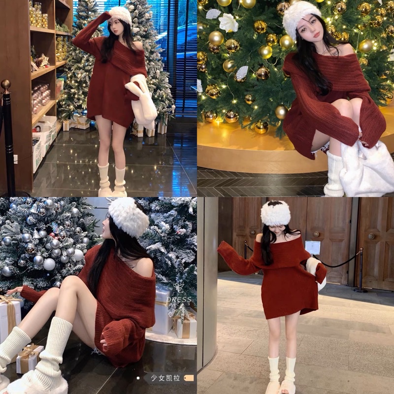 Áo Len Tay Dài Kiểu Hở Vai