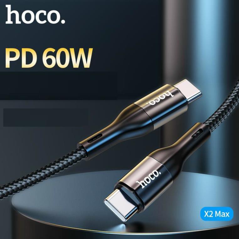 Cáp sạc nhanh type c to type c PD 60W QC 3.0 Hoco X2 max 1 mét dây dù