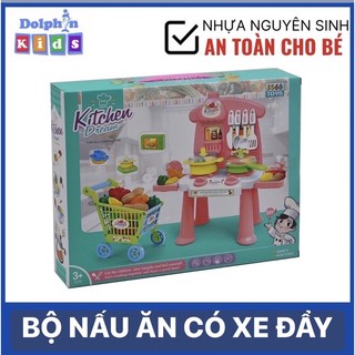 Bộ đồ chơi nhà bếp kèm xe đẩy siêu thị cho bé