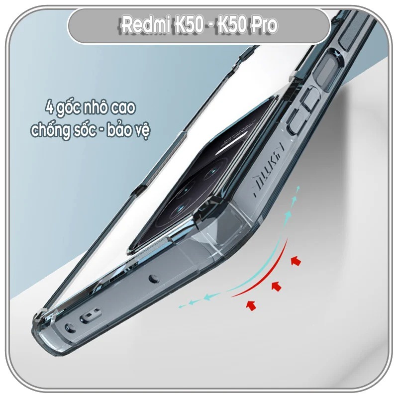 Ốp lưng cho Xiaomi Redmi K50 - K50 Pro trong suốt Nillkin NATURE PRO HÀNG NHẬP KHẨU
