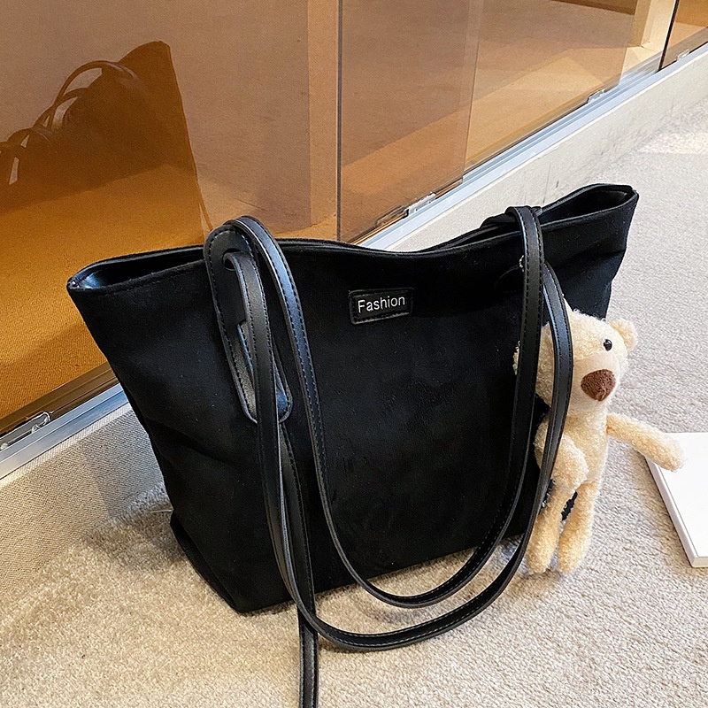 Túi Đeo Vai Da Lộn Cỡ Lớn Họa Tiết Gấu Thời Trang Cho Nữ