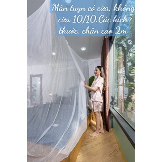 Màn mùng tuyn có cửa không cửa 10/10 các kích thước, ngoại cỡ chân cao 2m