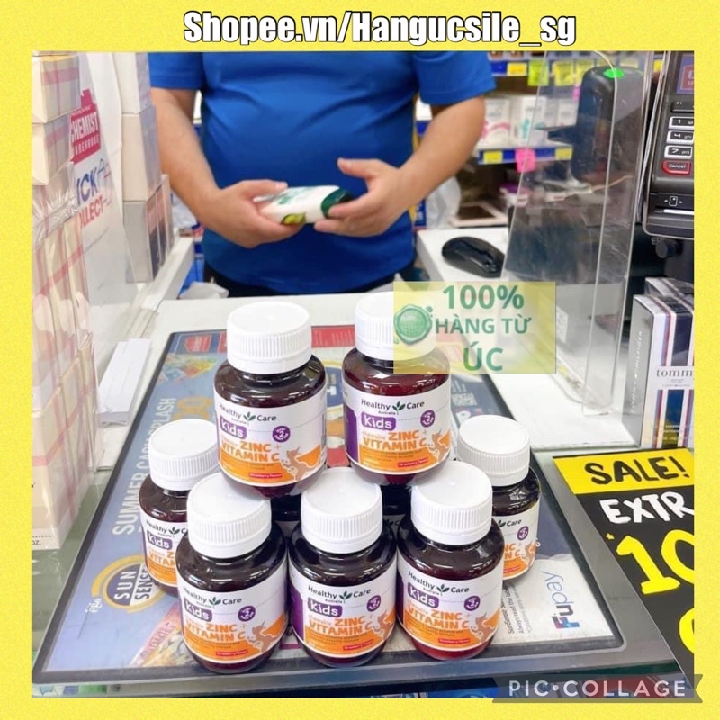 Viên nhai tăng cường sức đề kháng Kids zinc + Vitaminc Healthy Care 60v
