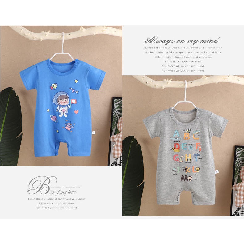 （0-12 tháng mũ miễn phí） Bộ bodysuit cho bé cộc tay chất Thun lạnh siêu mát vải Cotton mềm mịn, Bodysuit cho bé dễ thương