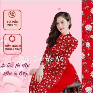 Áo dài hoa nhí màu đỏ, đồng phục áo dài in 3d hoa nhí xinh - Áo Dài Hà Nội