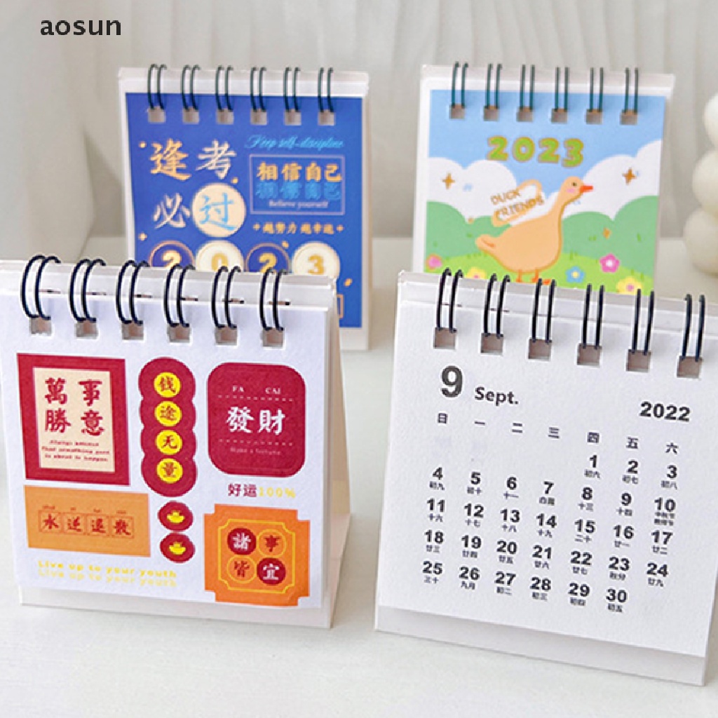 Aosun Lịch Để Bàn Mini 2023 Họa Tiết Phong Cảnh Hoa Lá Sáng Tạo Trang Trí Văn Phòng / Trường Học