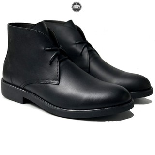 Giày cao cổ nam da bò sáp ngựa điên cao cấp phong cách bụi bặm Chukka Boots Mad BLACK