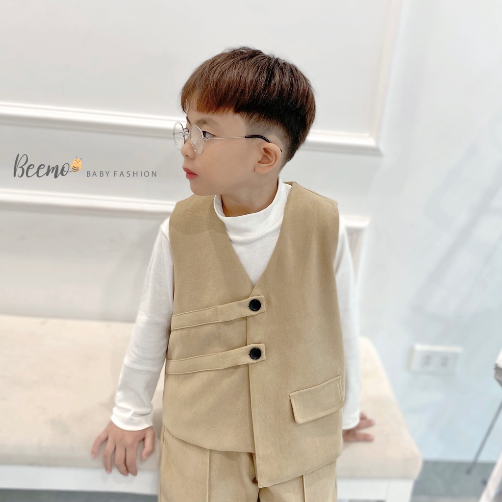 Set vest gile sành điệu cho bé trai, set complet cá tính hàng thiết kế Beemo hàng đẹp