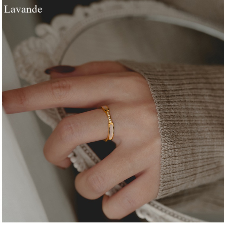 Nhẫn Thép Titan Dát Đá Màu Vàng Hồng Nhẹ Dễ Phối Đồ Phong Cách Nhật Bản Sang Trọng Cho Nữ J1Z4