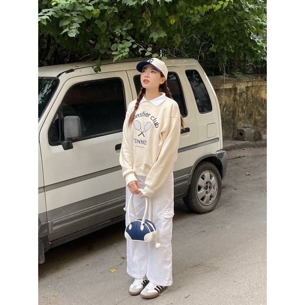 Áo Sweater Cổ Polo Style Preppy - Monstier Preppy Oldschool Sweatshirt 🤞🏻🧺🛀🏻