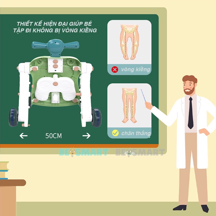 Xe tập đi đa năng 6in1 chính hãng, xe đẩy cho bé có khóa bánh và tăng độ cao theo sở thích