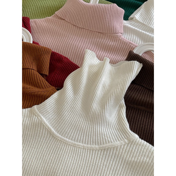 Áo Len Cổ Cao Dáng Ôm Màu Sắc Ngọt Ngào Thời Trang Thu Đông 2022 Cho Nữ