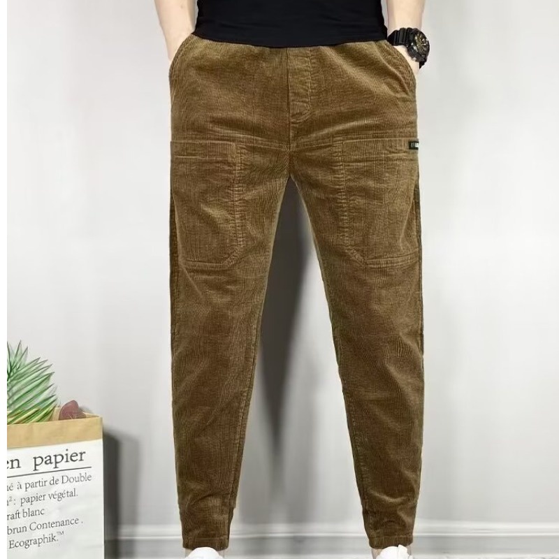 Quần Legging Vải Nhung Kẻ Sọc Nhiều Túi Thời Trang Thu Đông Cho Nam