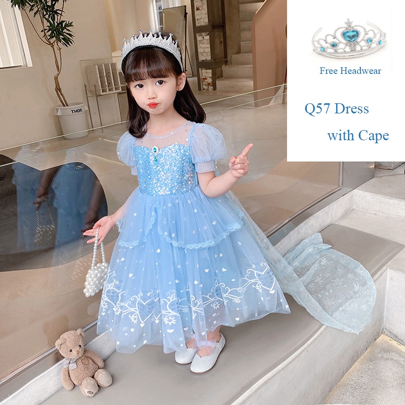 DISNEY Đầm Hóa Trang Công Chúa Elsa Trong Phim Frozen 2 Đính Kim Sa Đáng Yêu Cho Bé Gái Dịp Halloween