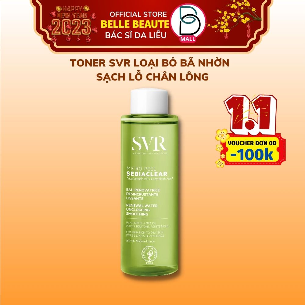 Toner SVR Sebiaclear Micro-Peel 150ml Giúp Tẩy Tế Bào Chết Se Khít Lỗ Chân