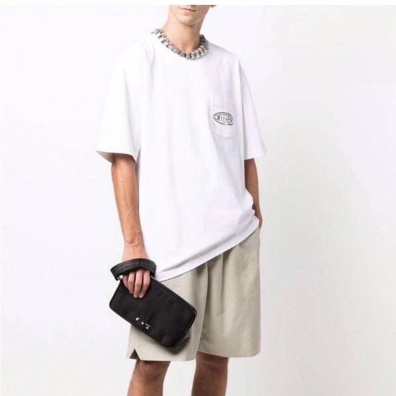 Ví Cầm Tay Bằng nylon Màu Đen In logo OW Phối Khóa Kéo