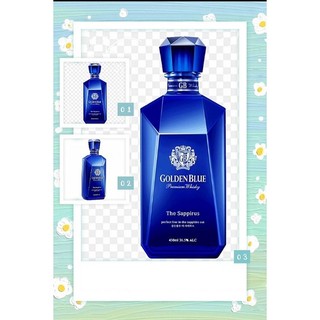 Vỏ Chai Rượu Ngoại Golden Blue 450ml Cao Cấp Hàn Quốc Xanh Dương Cực Đẹp.Chai Rỗng Không Có Rượu Bên Trong.